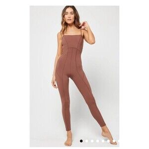 L Space Go The Distance Jumpsuit Onesie Small Cafe Brown